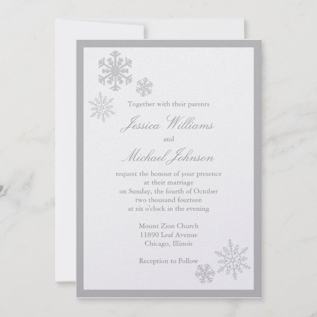 Invitation Mariage du pays des merveilles d'hiver (Devant)