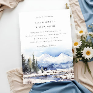 Invitation Mariage du paysage skiable de la montagne de neige