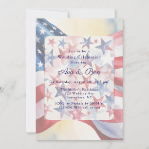 Invitation Mariage du quatre juillet à l'aquarelle