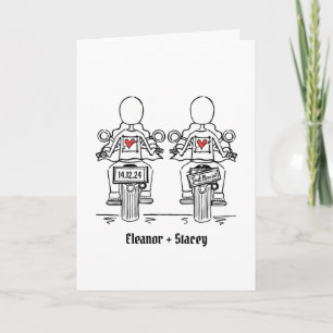 Invitation Mariage du soir de moto de deux mariées sur mesure