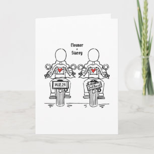 Invitation Mariage du soir de moto de deux mariées sur mesure