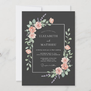 Invitation Mariage du soir luxuriant au charbon