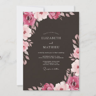 Invitation Mariage du soir opulent au charbon