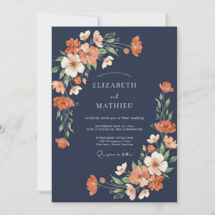 Invitation Mariage du soir radiant bleu marine
