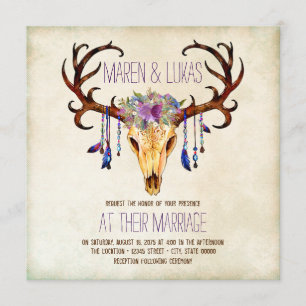 Invitation Mariage du sud-ouest d'Antler de cerfs communs
