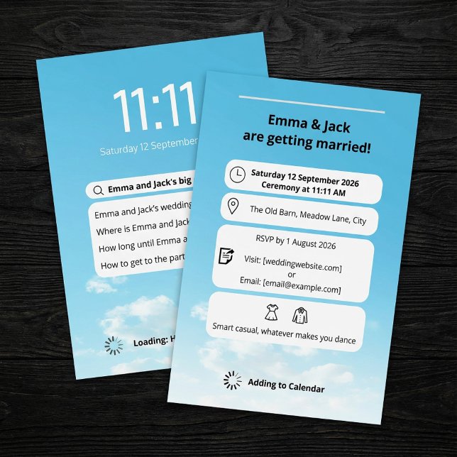 Invitation Mariage du thème de recherche de l'écran du téléph (Modern Phone Screen search theme wedding Invitation.)