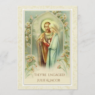 Invitation Mariage d'un Fiançailles catholique traditionnel