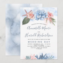 Mariage Dusty Blue and Blush Tropical Beach