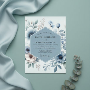 Invitation Mariage Dusty Blue Ethereal Flourish