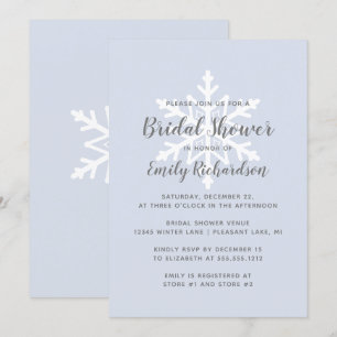 Invitation Mariage Dusty Blue Flocon de Neige Hivernal