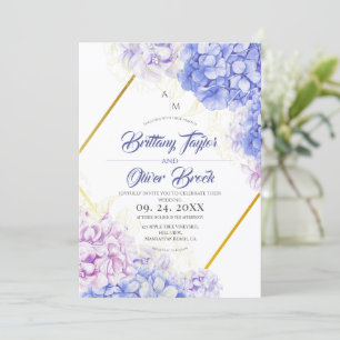 Invitation Mariage Dusty Pink & Bleu Nuit Flora Hydrangea
