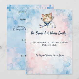Invitation Mariage École de Médecine Chat Infirmière Docteur 