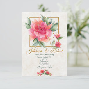 Invitation Mariage économique dans un charmant jardin de rose