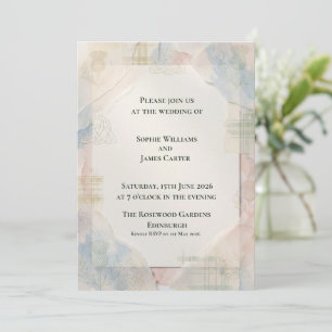 Invitation Mariage Écossais au Patrimoine Celtique Aquarelle