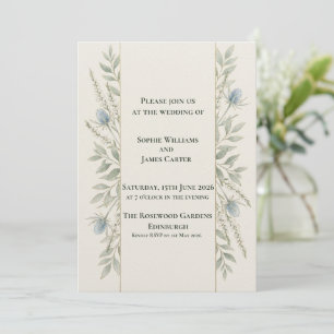 Invitation Mariage Écossais Thistle Botanique Minimal Vert