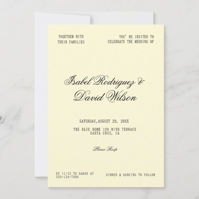 Invitation Mariage Écriture Moderne (Devant)