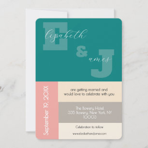 Invitation Mariage écriture moderne sarcelle transformative