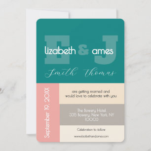 Invitation Mariage écriture moderne sarcelle transformative