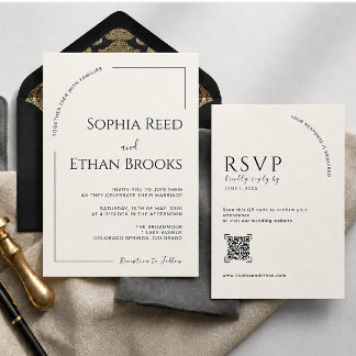 Invitation Mariage éditorial ivoire minimaliste moderne