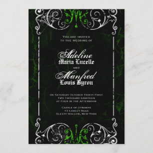 Invitation Mariage Éffrayant et vert gothique victorien Invit