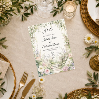 Invitation Mariage Élégance de Jardin Secret Enchanté