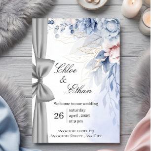 Invitation Mariage Élégance Florale Bleue