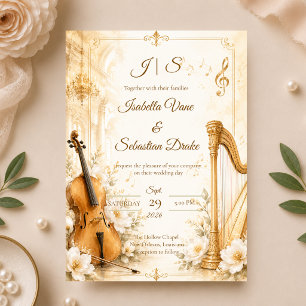 Invitation Mariage Élégance Musicale Luxueuse
