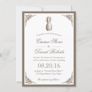 Invitation Mariage élégant à l'ananas vintage