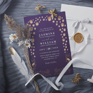 Invitation Mariage élégant à lanières de lanternes Budget Cod