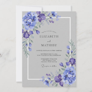 Invitation Mariage élégant à l'aquarelle violette