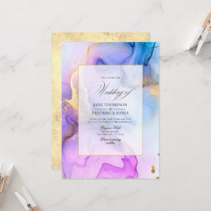 Invitation Mariage Élégant à l'Encre Alcoolique Fluide