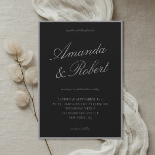 Invitation Mariage élégant à l'encre noire calligraphique dan