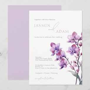 Invitation Mariage Élégant à l'Orchidée Violette