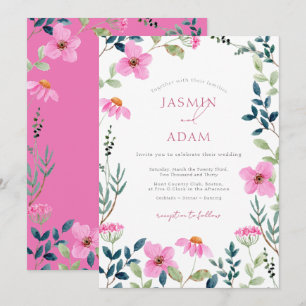Invitation Mariage Élégant à Monogramme Botanique de Fleur Sa