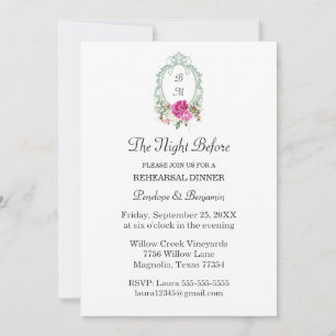 Invitation Mariage Élégant à Monogramme de Pivoine Rose Flora
