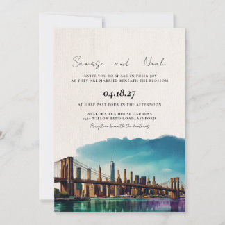 Invitation Mariage élégant à New York avec vue sur la ville