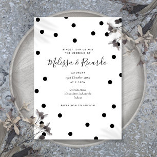 Invitation Mariage élégant à pois noirs et blancs