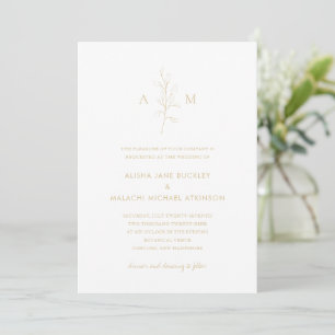 Invitation Mariage élégant Alisha Gold Tan Botanique