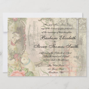 Invitation Mariage élégant Antique Mariage Vintage