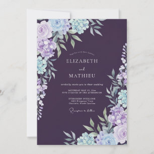 Invitation Mariage Élégant Aquarelle Florale au Prunier