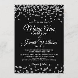 Invitation Mariage élégant Argent Faux Parties scintillant Co