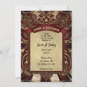 Invitation Mariage Élégant au Cirque Rouge Vintage