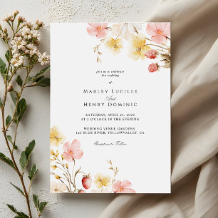 Invitation Mariage Élégant au Jardin Botanique aux Fleurs Rou