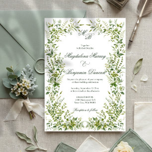 Invitation Mariage élégant au jardin botanique de verdure dél