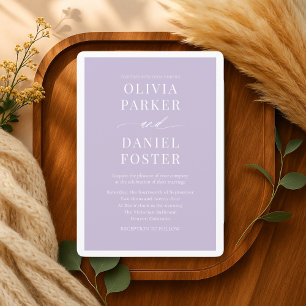 Invitation Mariage Élégant au Lavande Violet Romantique