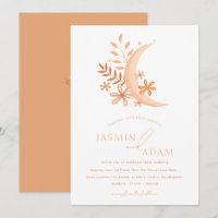 Mariage élégant au monogramme de lune pêche