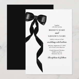 Invitation Mariage élégant au ruban noir
