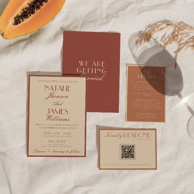 Invitation Mariage Élégant Auburn Cuivre Vieille Fortune Luxu (Créateur téléchargé)