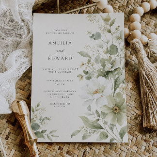 Invitation Mariage Élégant aux couleurs Sauge & Ivoire à l'aq