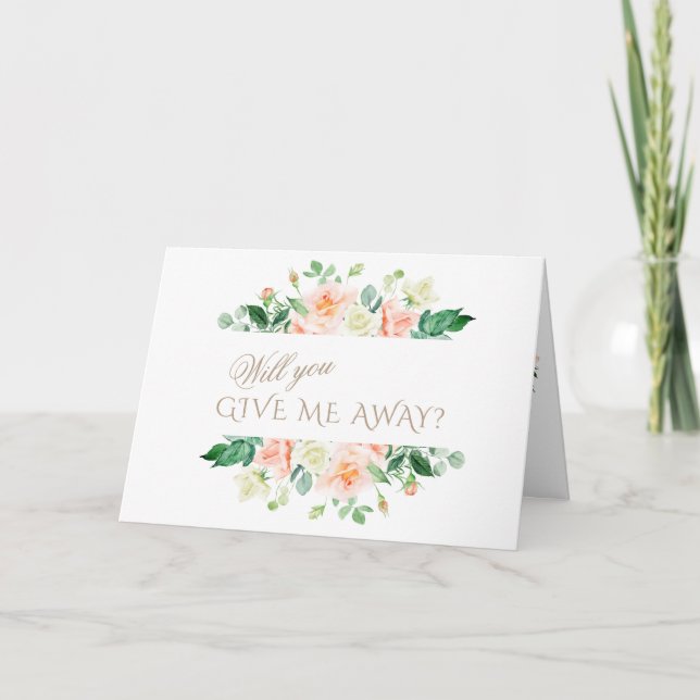 Invitation Mariage élégant aux fleurs blanches et rose pâle (Devant)